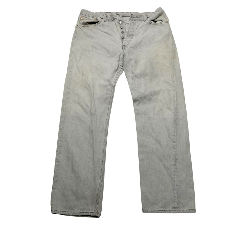 Vintage Levis 501 Jeans Mens 38x32 Gray Button Fly Straight Leg Made USA 90s